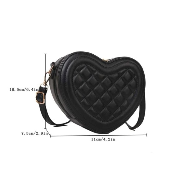 Quilted Heart Crossbody Handbag - Picture 4 of 6